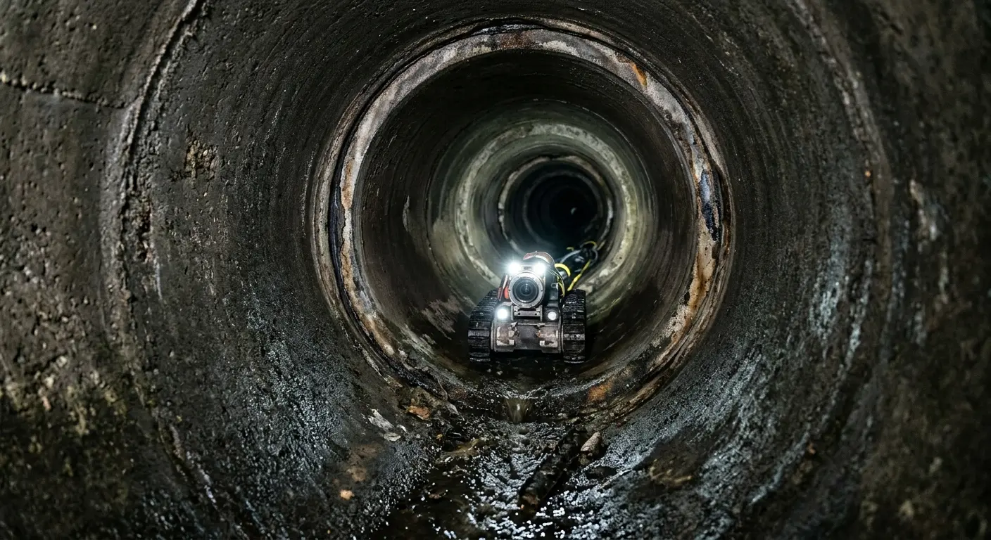 Robotic sewer camera inspecting pipe interior for Drain Snake Service in Park City